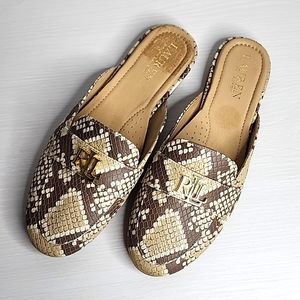 Ralph Lauren alli snake print leather mule new without box